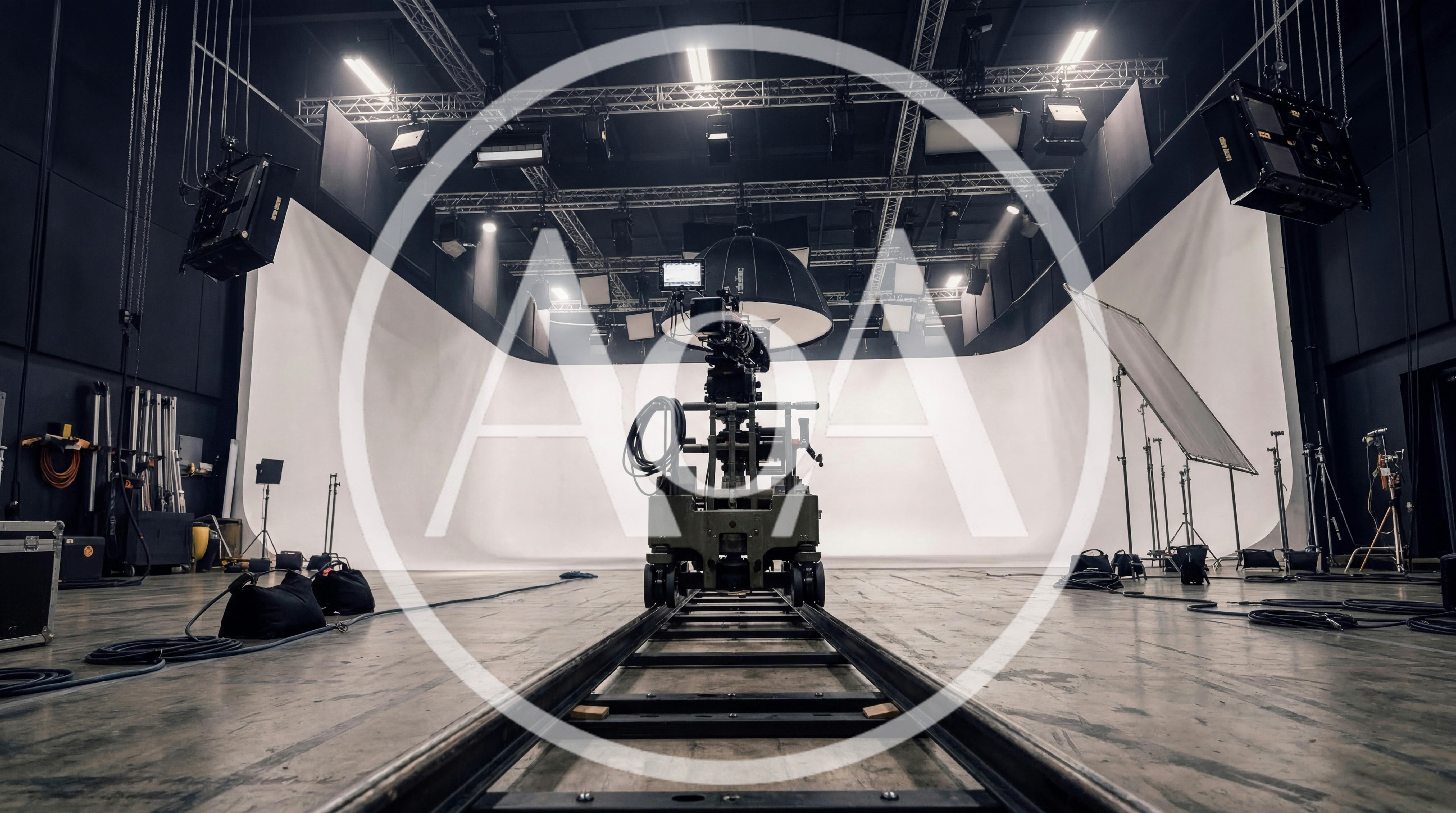 Professional Film Studio Set With Camera Dolly On Tracks