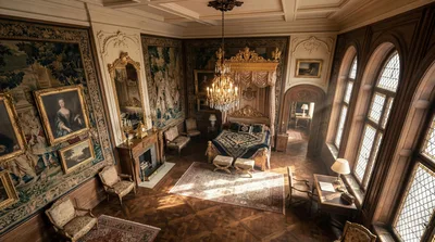 Opulent Baroque Bedroom Interior With Antique Furniture