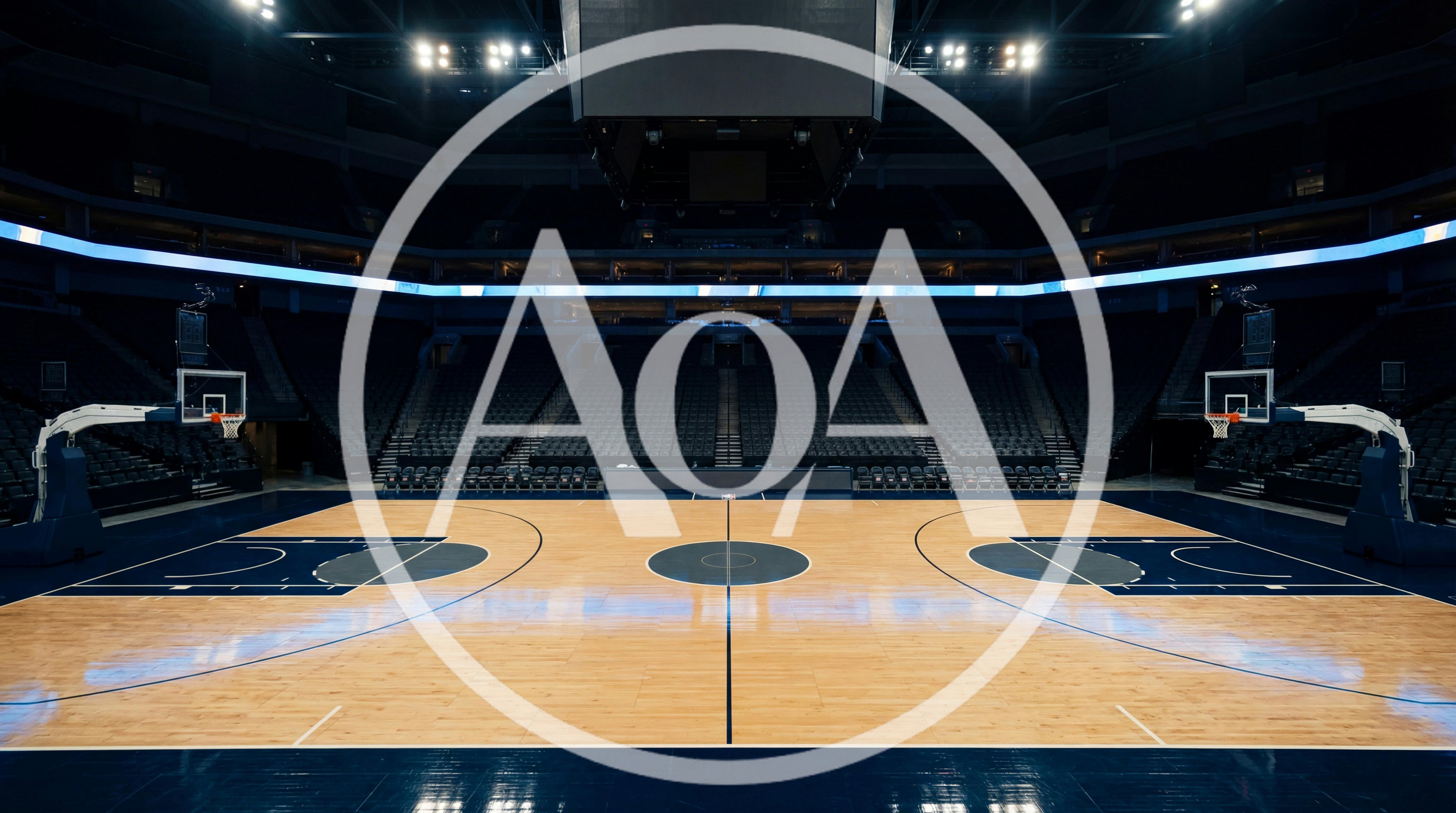 Empty Professional Basketball Arena Court