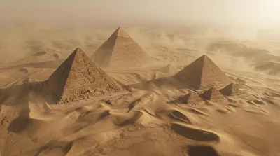 Aerial View Of The Great Pyramids Of Giza