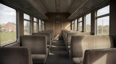 Empty Vintage Train Carriage Interior