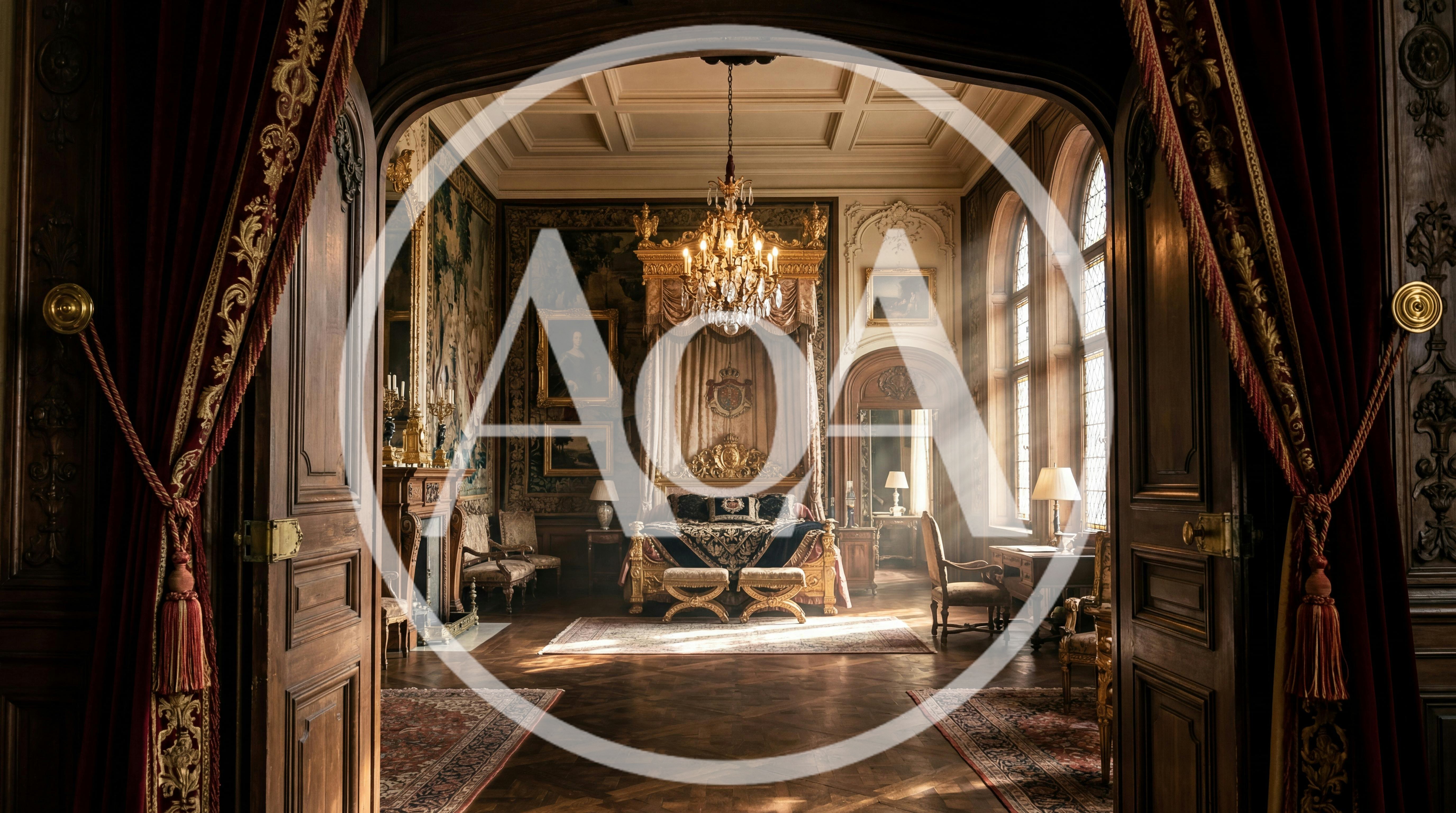 Luxurious Ornate Bedroom Interior In A Historic French Chateau
