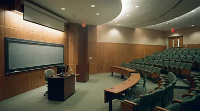 Empty University Lecture Hall With Tiered Seating