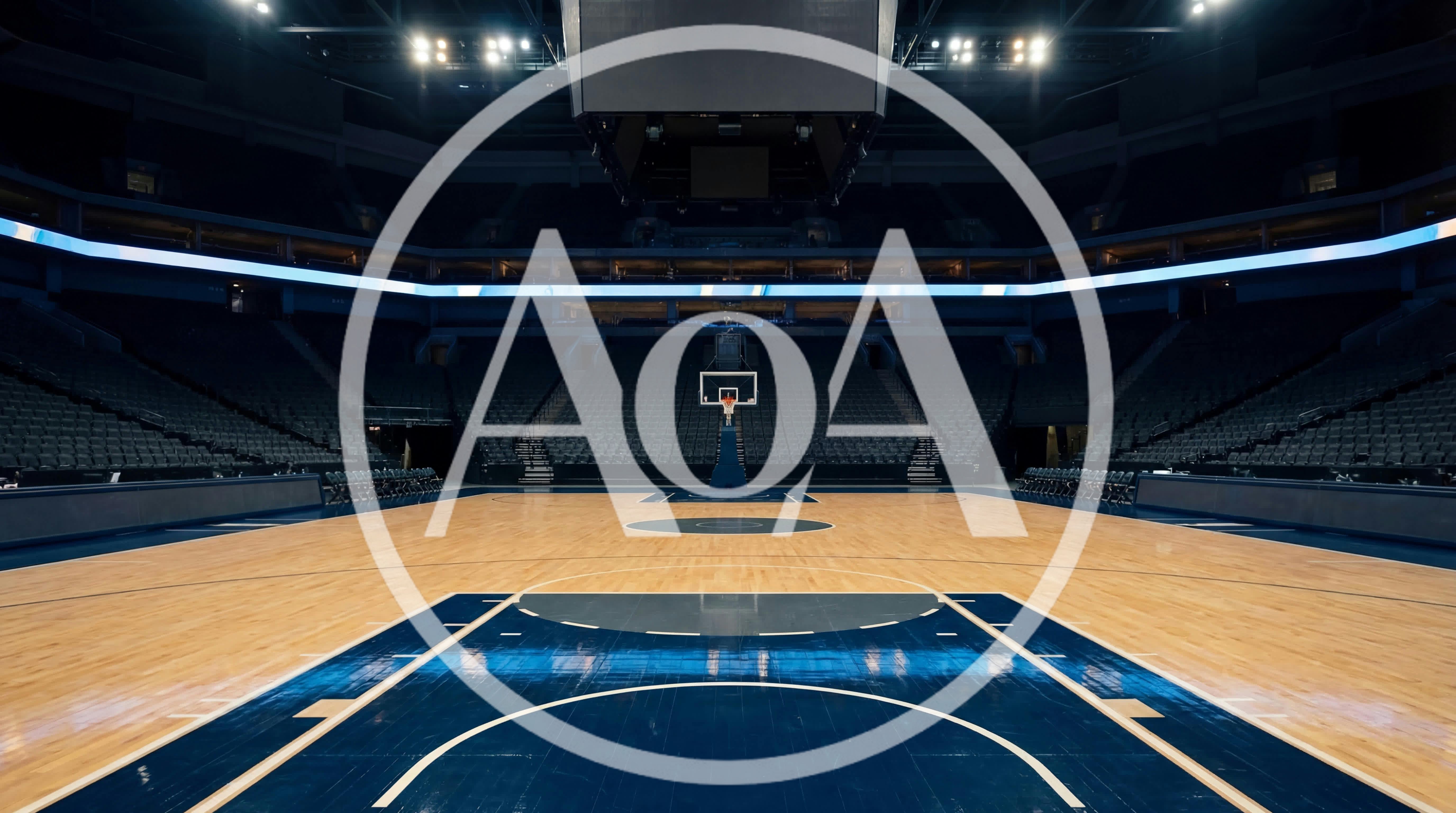 Empty Professional Basketball Arena Court