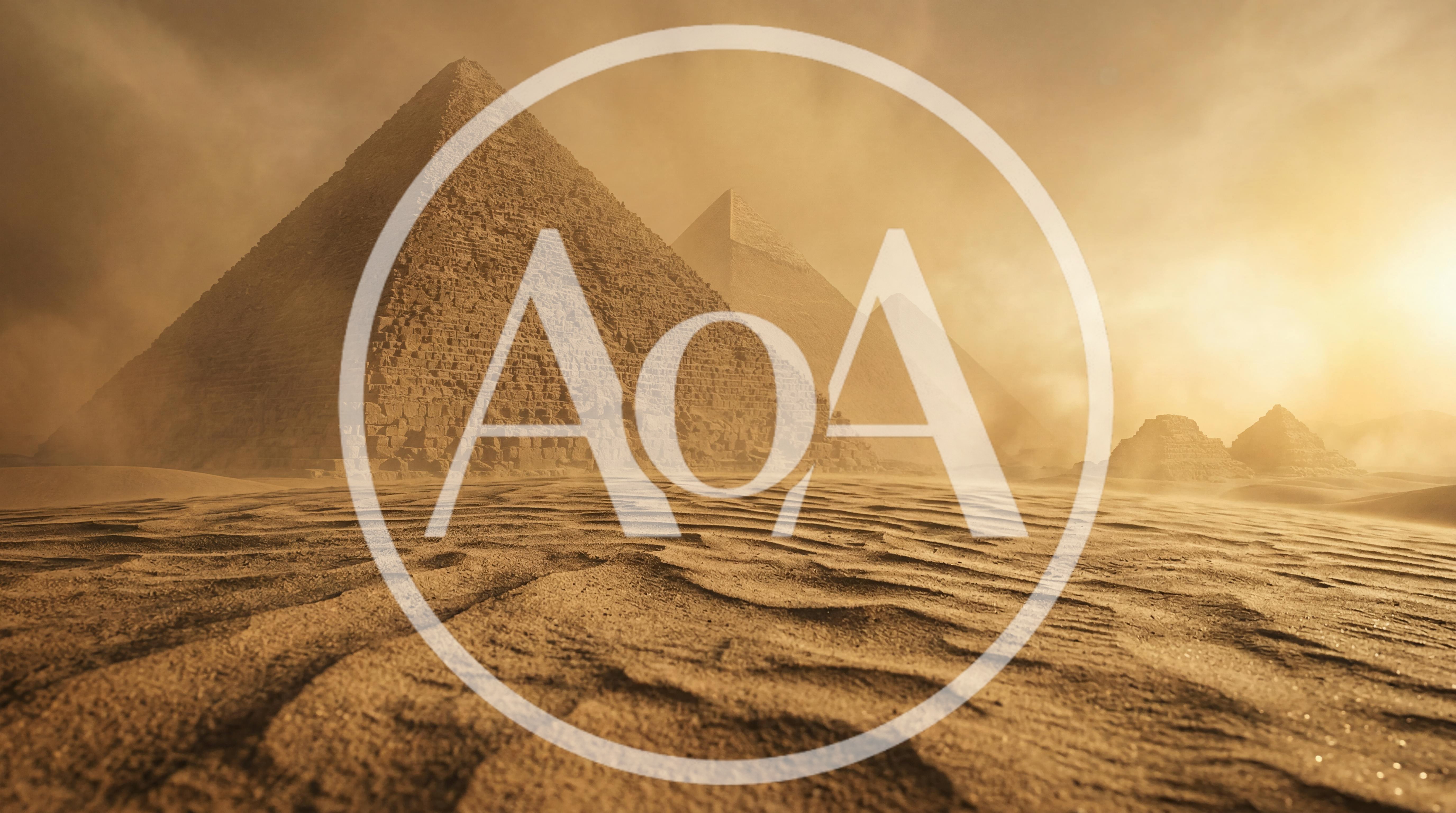 Great Pyramids Of Giza Under A Dusty Desert Sky