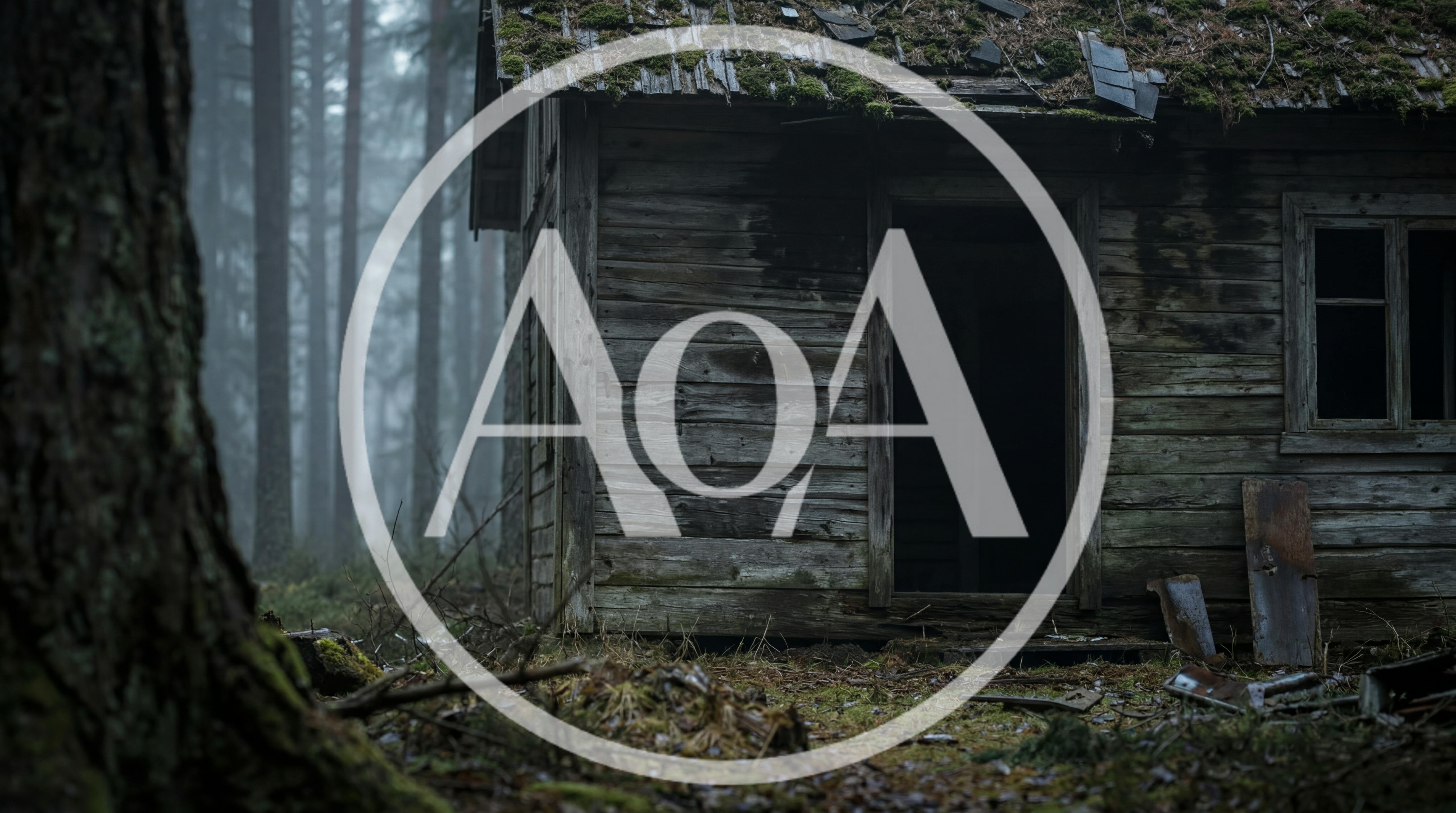 Abandoned Wooden Cabin in a Misty Forest