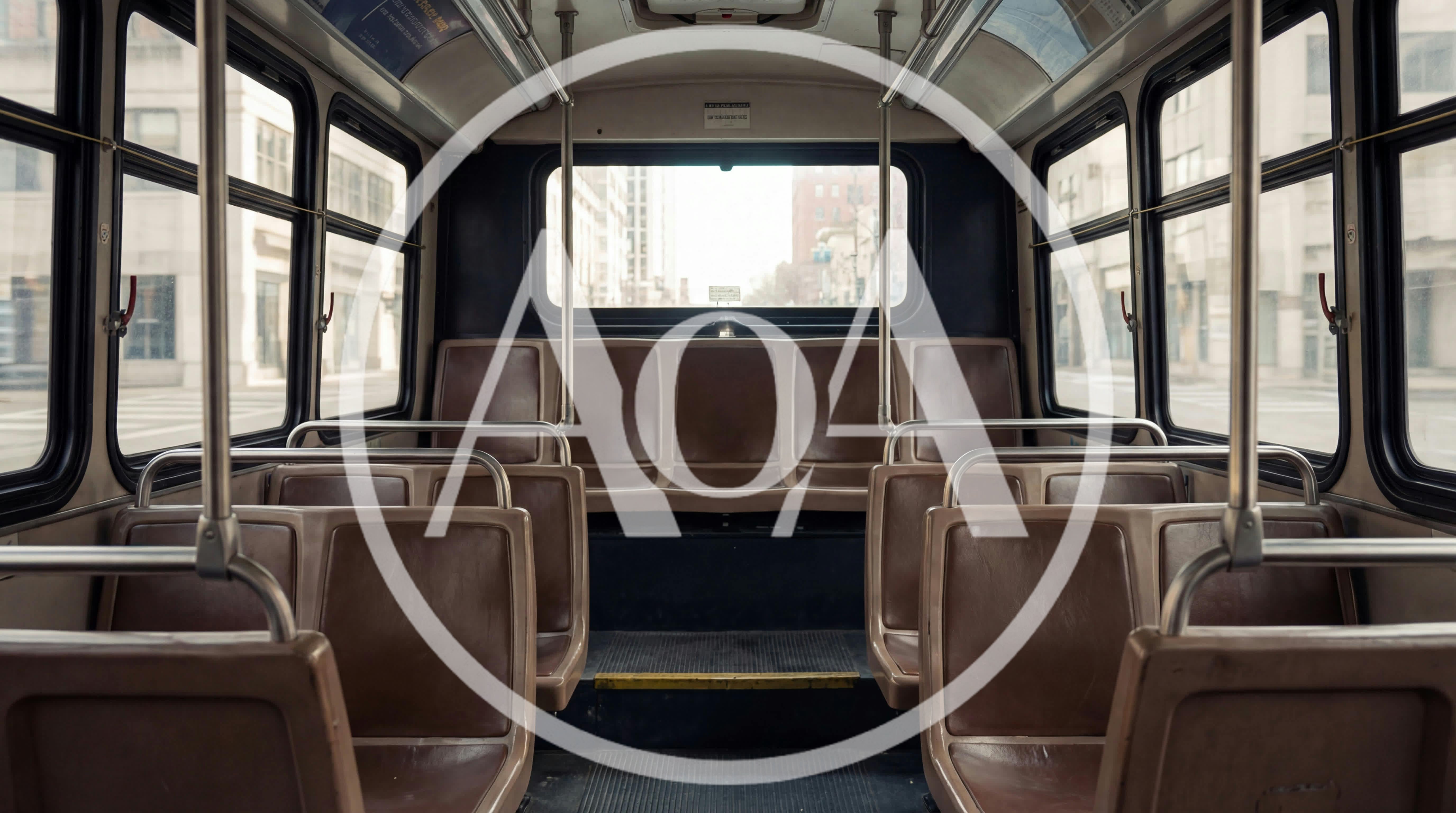Empty Interior Of A Vintage City Bus