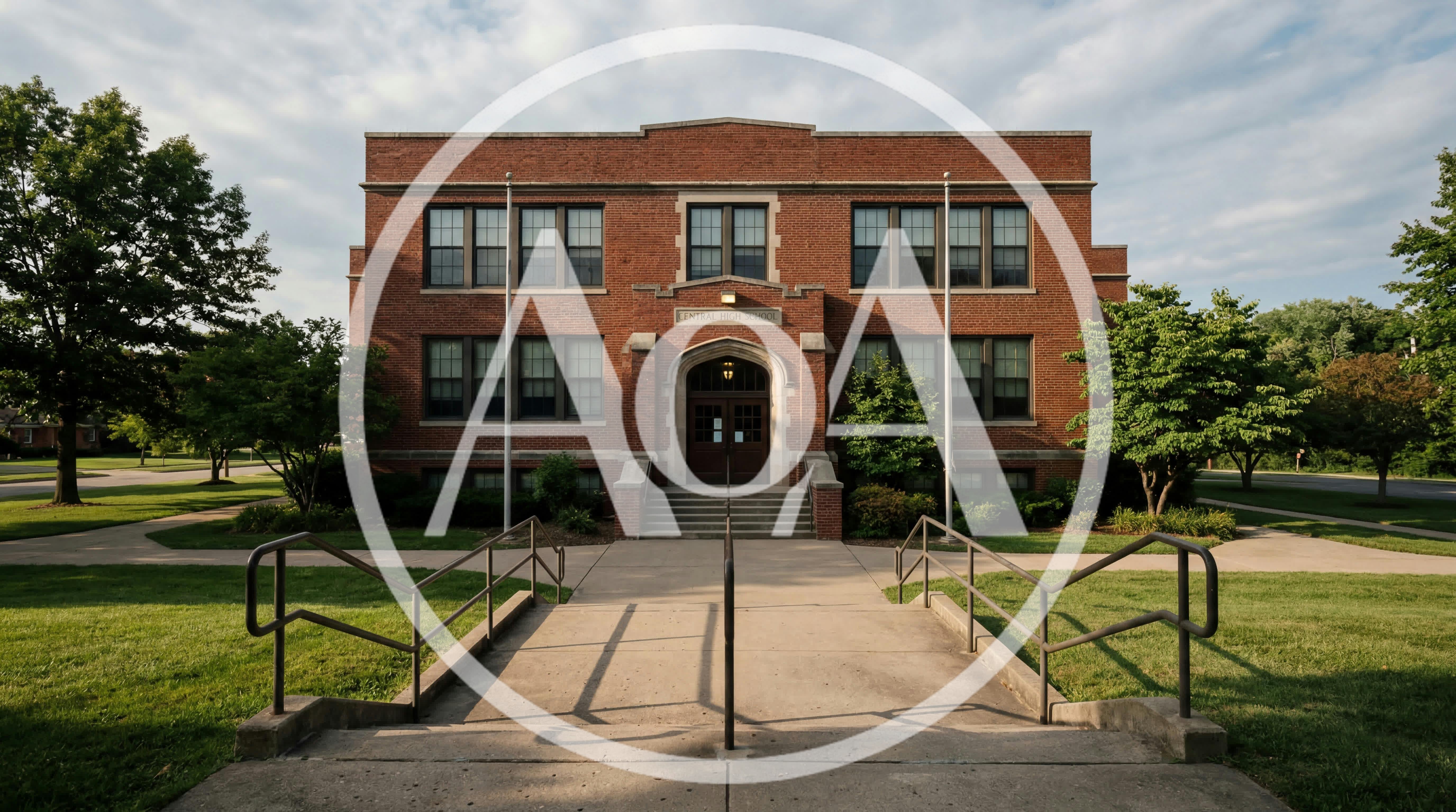 Exterior View Of Historic Red Brick Central High School