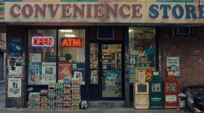 Exterior View Of A Small Urban Convenience Store
