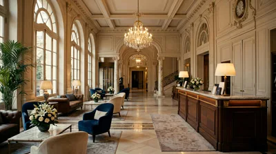 Luxury Hotel Lobby Interior With Reception Desk