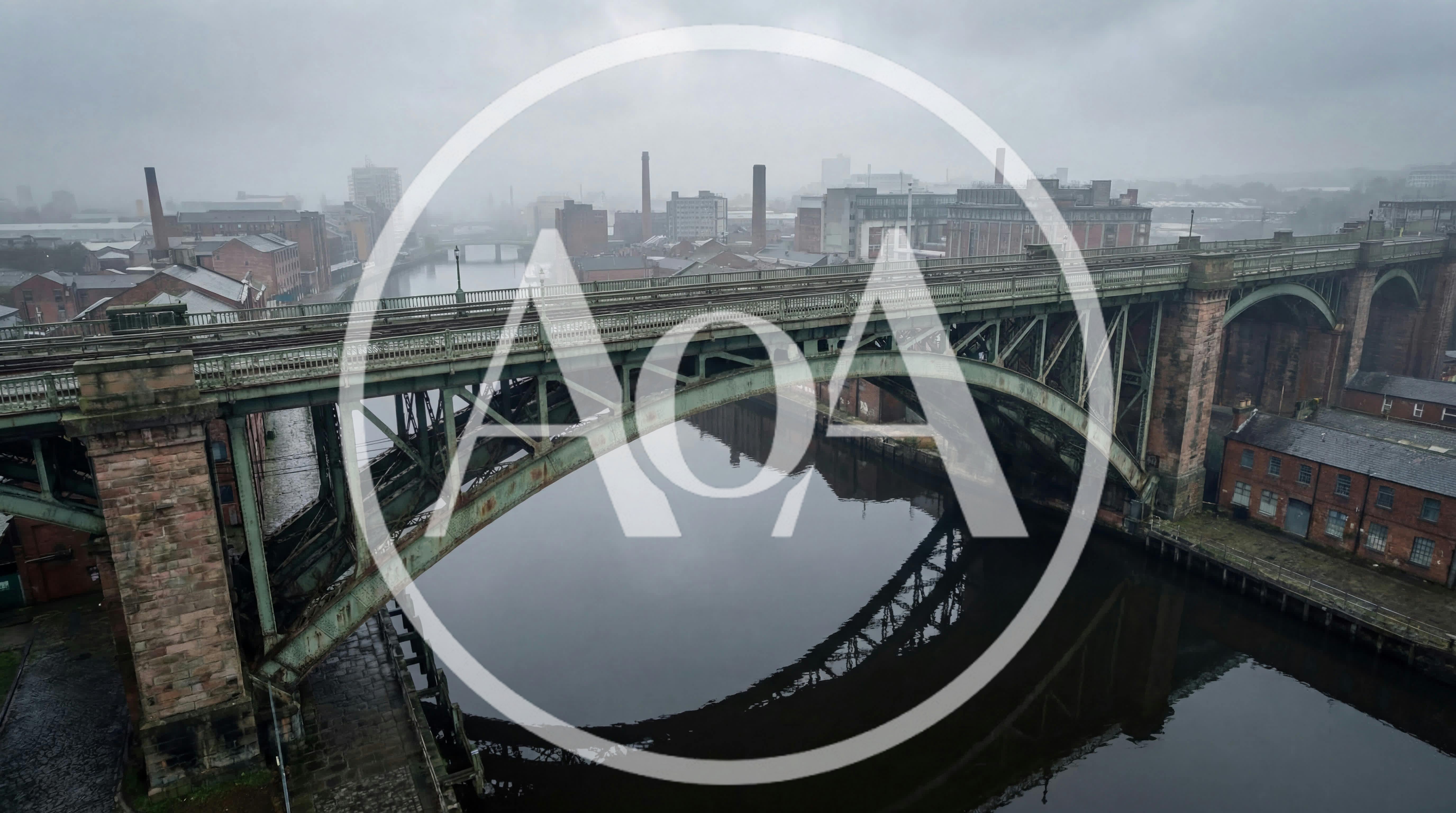 Aerial View of the Historic Wearmouth Bridge in Sunderland