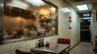 Steaming Pots Inside A Commercial Restaurant Kitchen