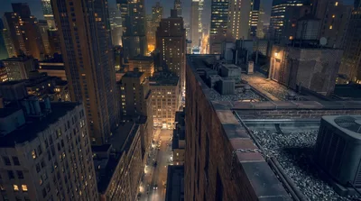 Aerial View Of New York City Skyline At Night
