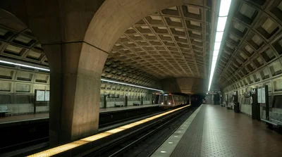 Washington DC Metro Train Arriving at Underground Station