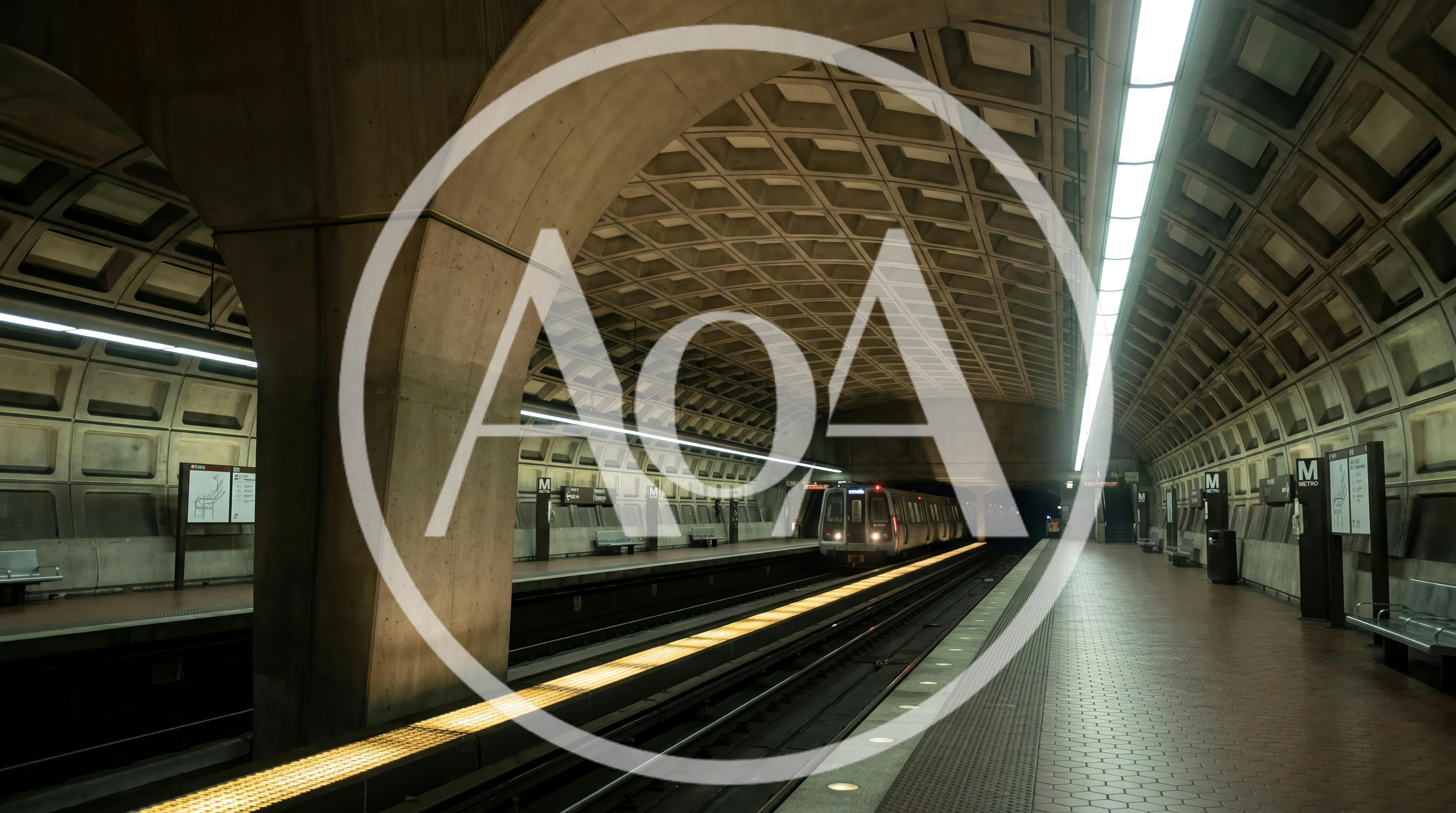 Washington DC Metro Train Arriving at Underground Station