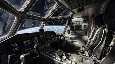 Interior View Of A Futuristic Spacecraft Cockpit