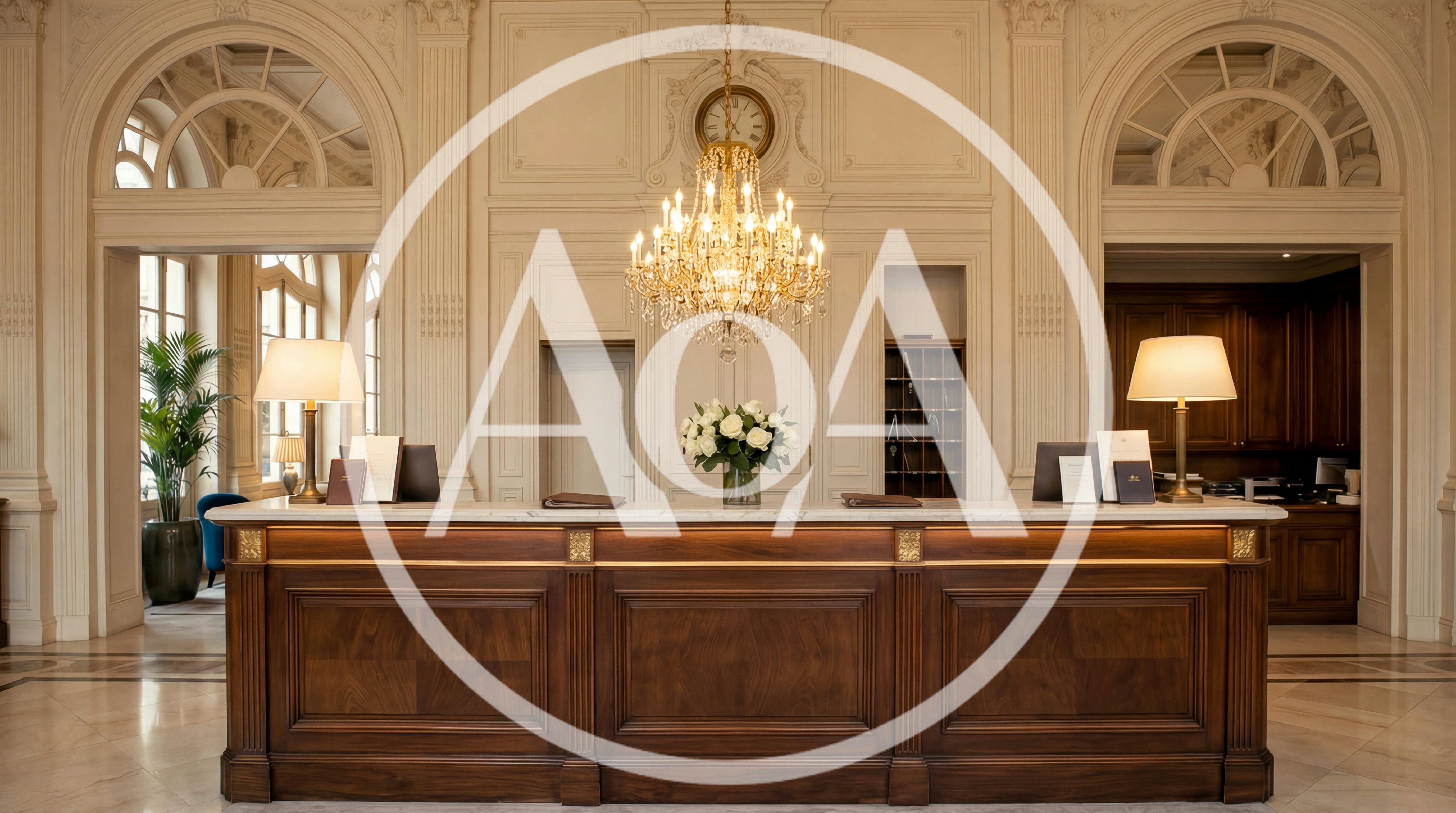 Elegant Hotel Reception Desk In A Classic Lobby