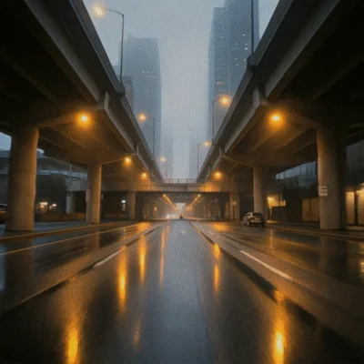 Person In Pink Hoodie Crouching Under Urban Overpass
