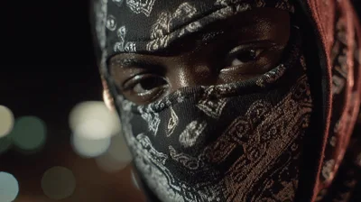 Close Up Of A Man Wearing A Patterned Balaclava
