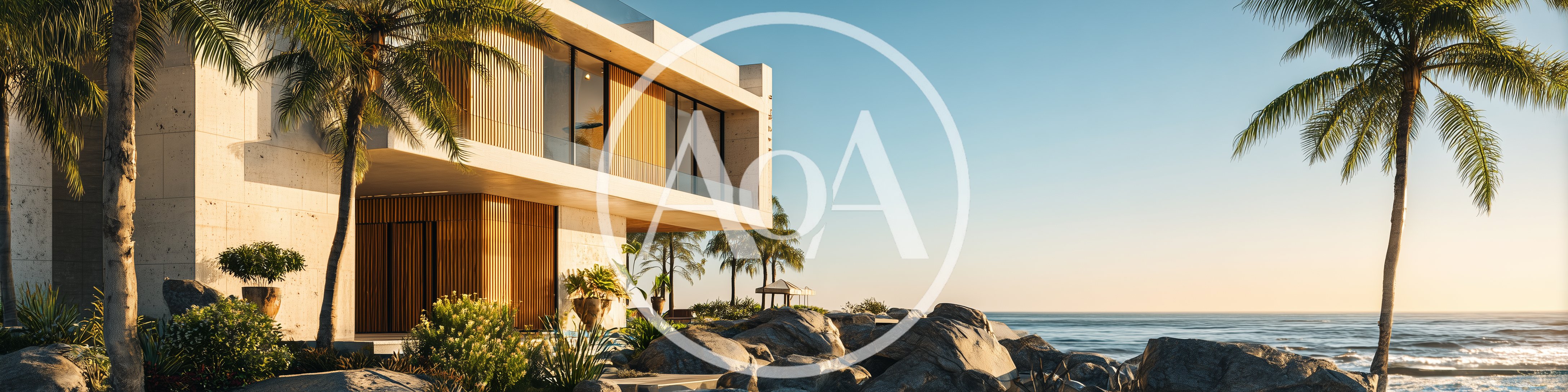 Modern Luxury Beachfront Villa At Sunset
