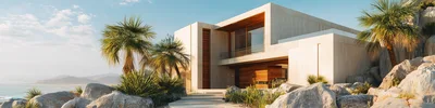 Modern Luxury Villa Architecture On A Rocky Coastal Cliff