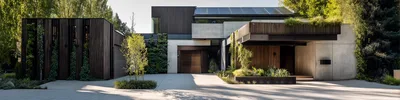 Modern Luxury Residential Home Exterior With Landscaping