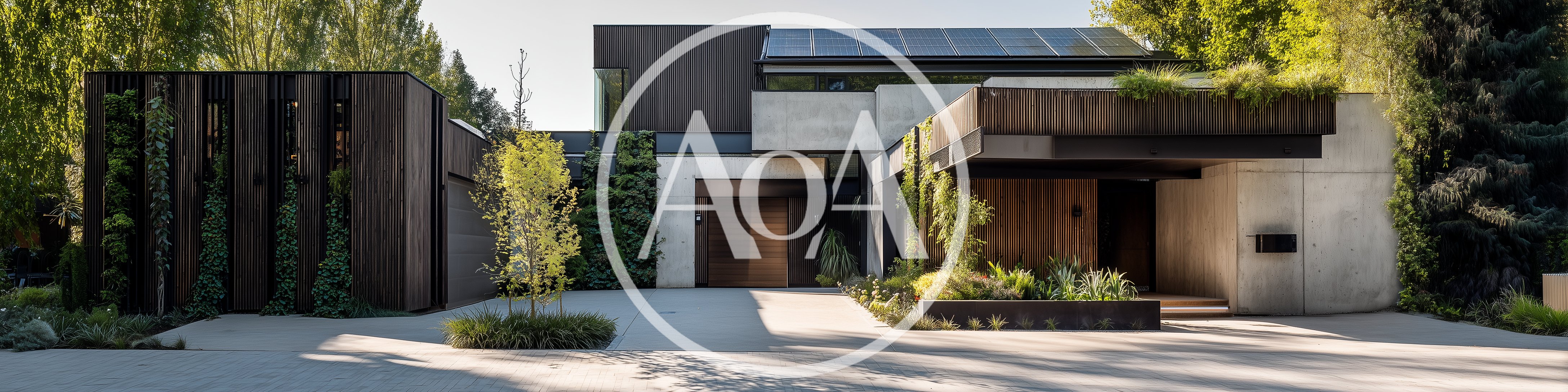 Modern Luxury Residential Home Exterior With Landscaping