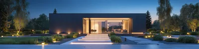 Modern Luxury Villa Exterior At Twilight
