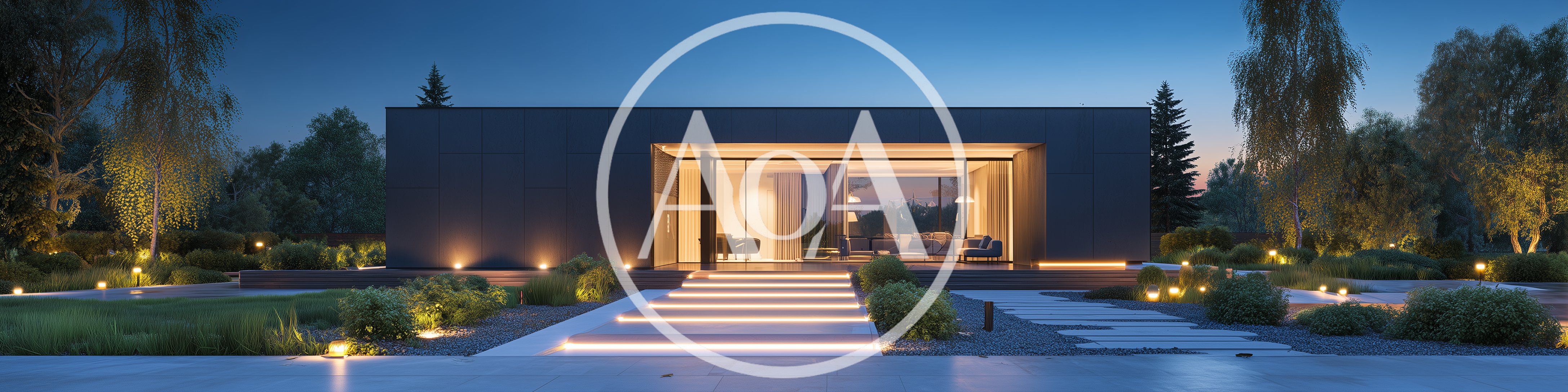 Modern Luxury Villa Exterior At Twilight