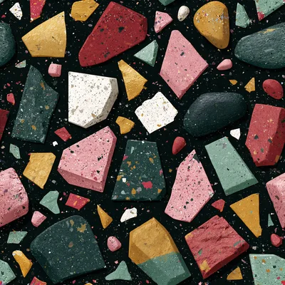 Seamless Terrazzo Pattern With Colorful Geometric Stone Fragments