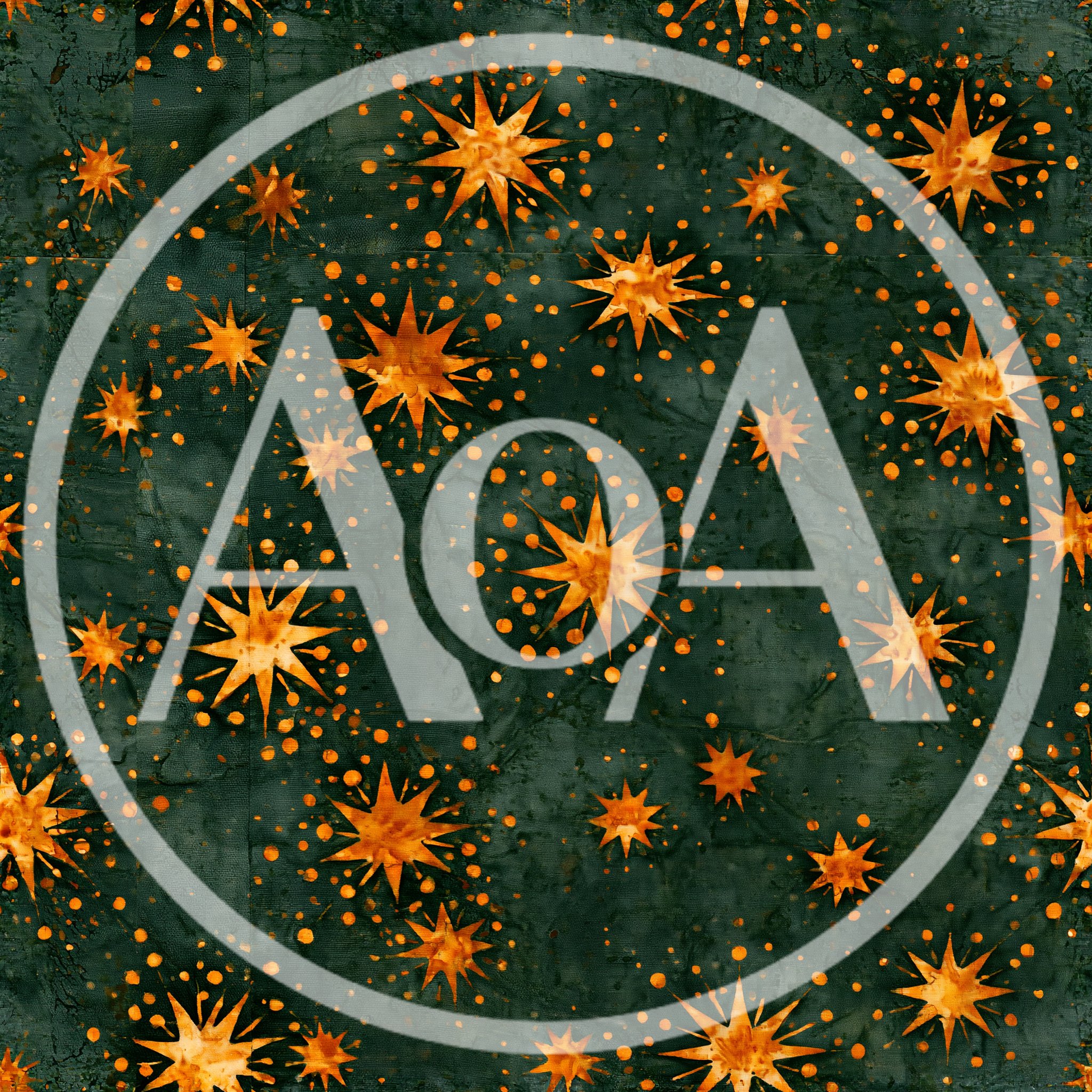 Seamless Pattern Of Golden Stars On Dark Green Background