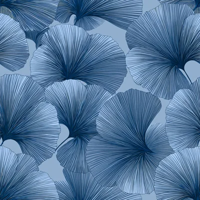 Seamless Pattern Of Blue Ginkgo Biloba Leaves