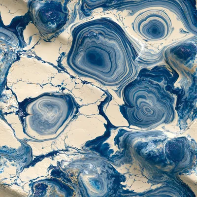 Abstract Blue And Cream Marble Swirl Texture