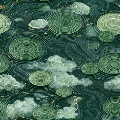 Abstract Green Malachite Texture With Concentric Ripple Patterns