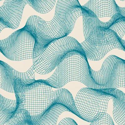 Abstract Teal Wavy Grid Pattern Seamless Background