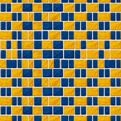 Seamless Pattern Of Blue And Yellow Textured Bricks