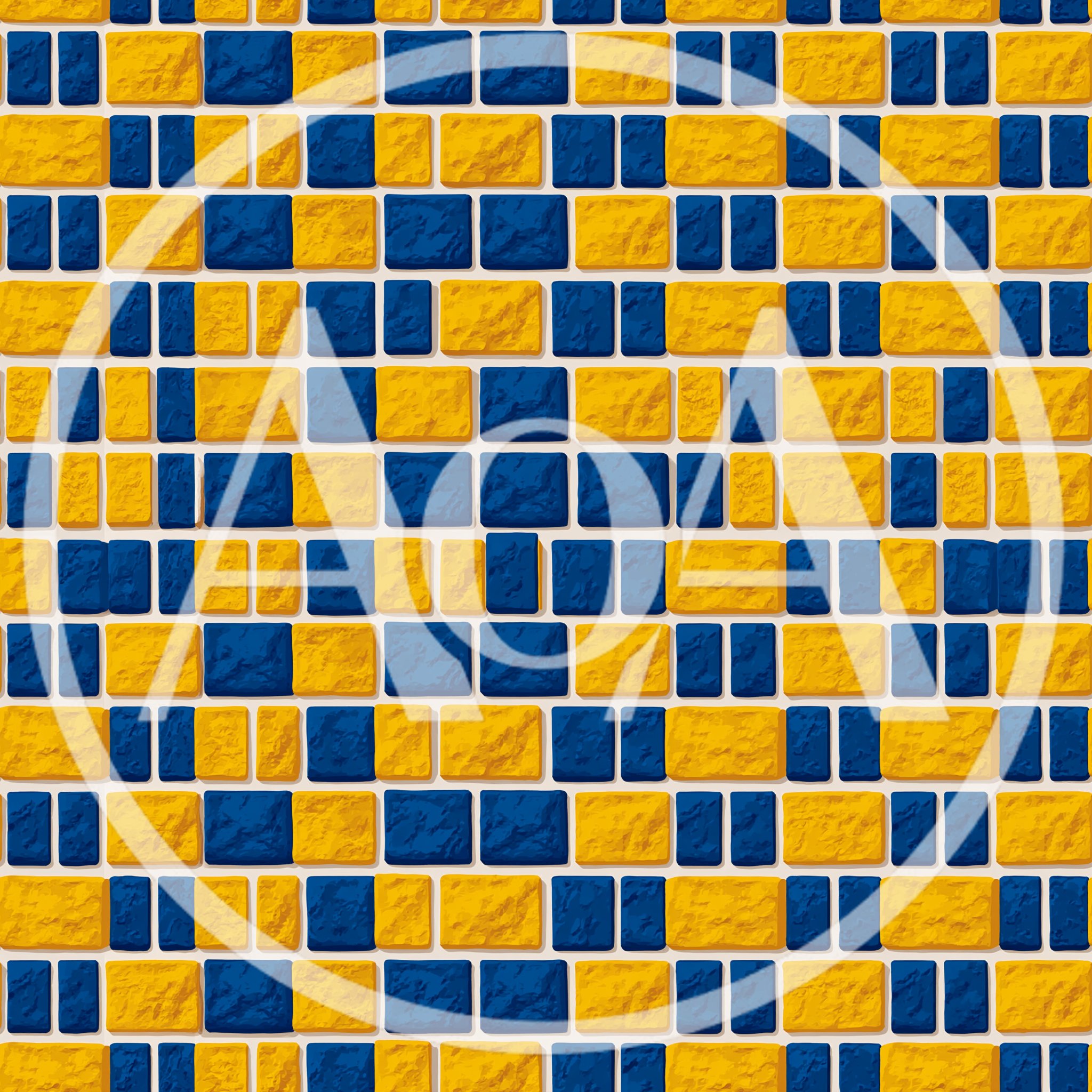 Seamless Pattern Of Blue And Yellow Textured Bricks