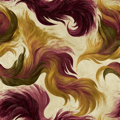 Seamless Pattern of Ornate Vintage Feather Illustrations