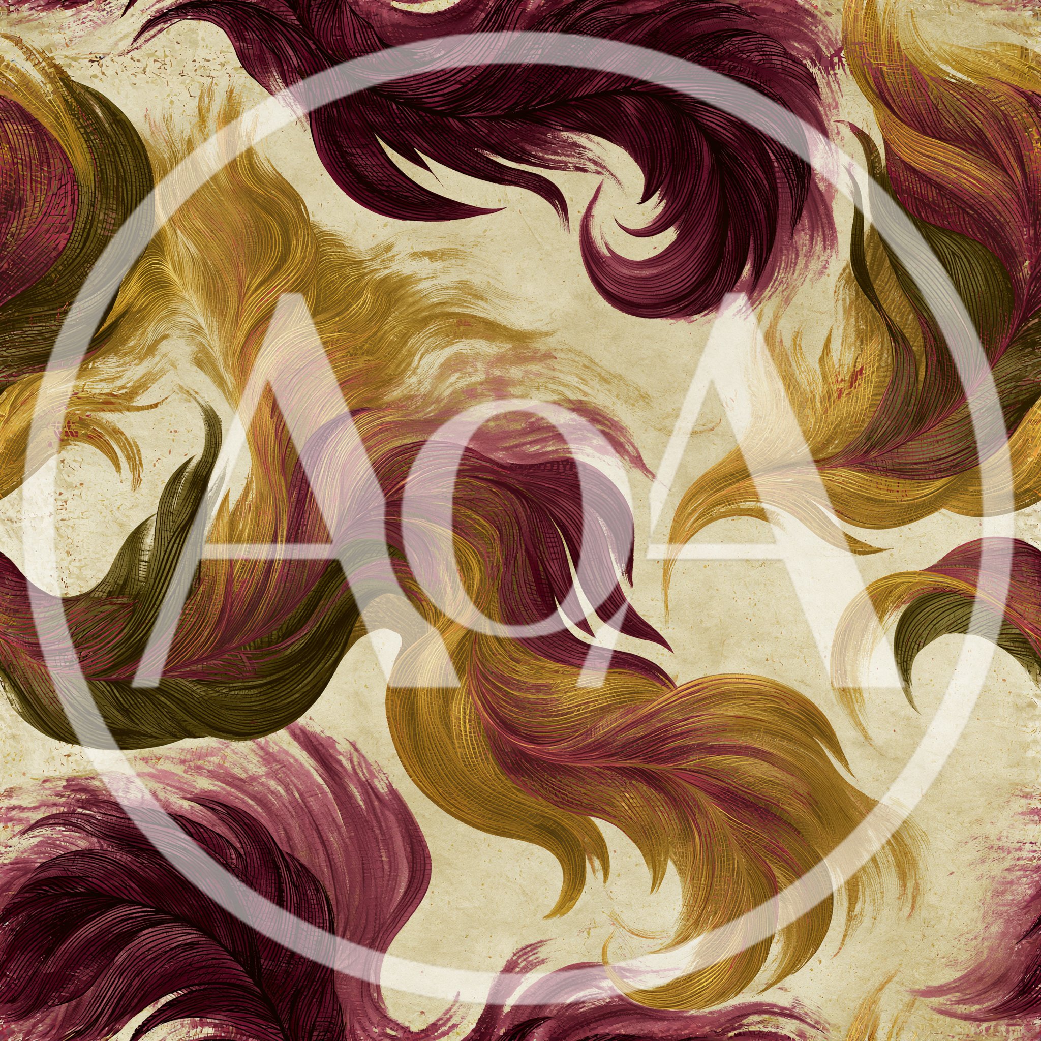 Seamless Pattern of Ornate Vintage Feather Illustrations