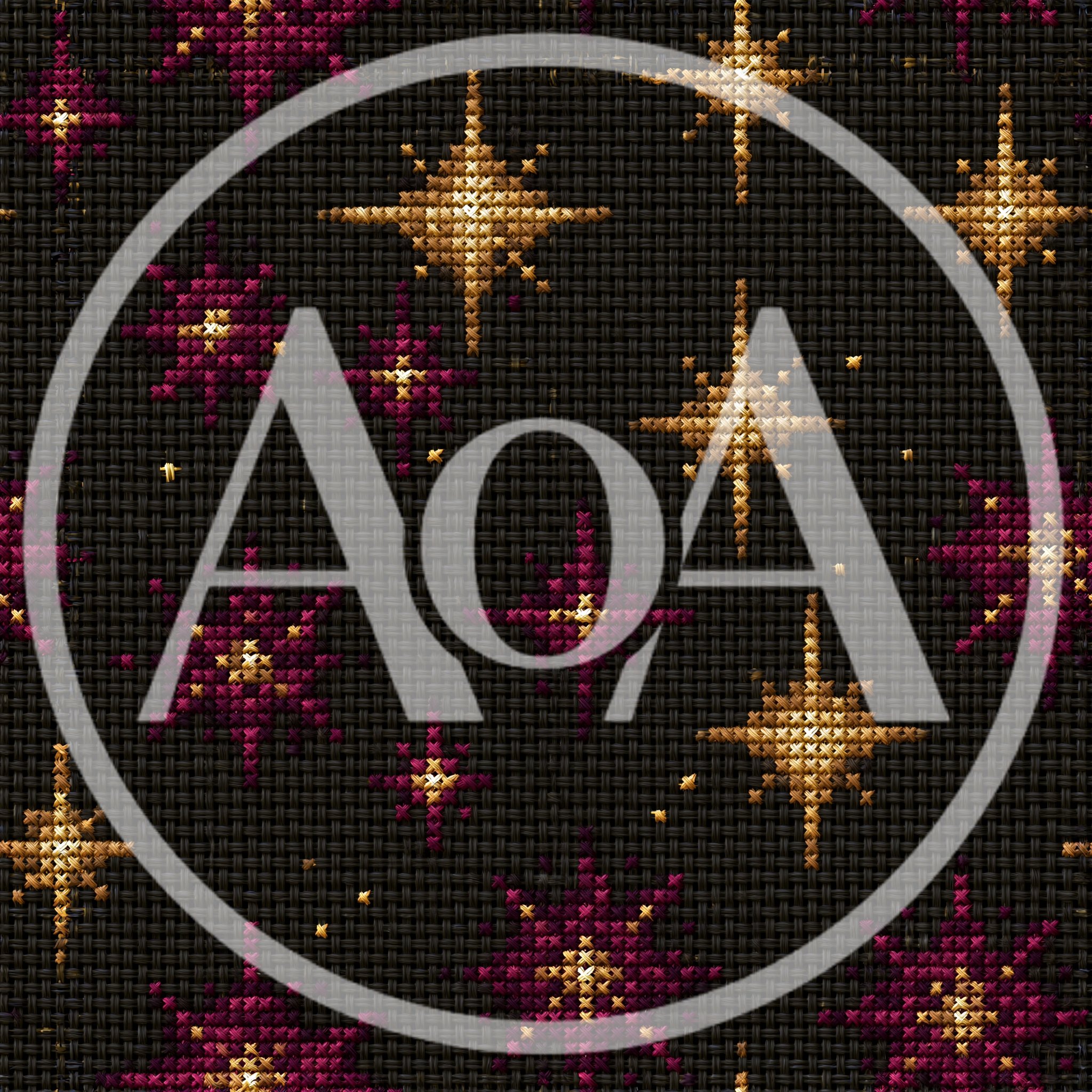 Seamless Cross Stitch Pattern With Gold And Magenta Stars