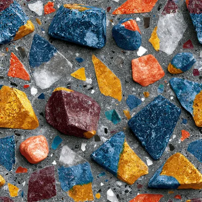 Seamless Terrazzo Texture With Colorful Geometric Stone Fragments