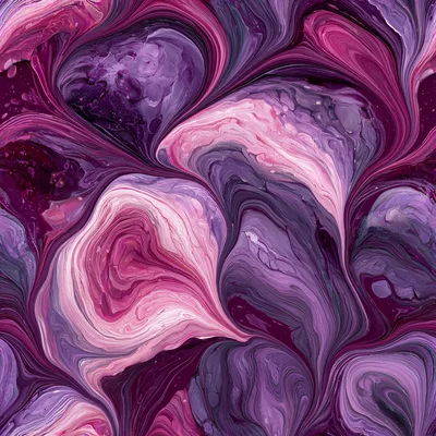 Abstract Fluid Acrylic Pour Painting In Purple Tones