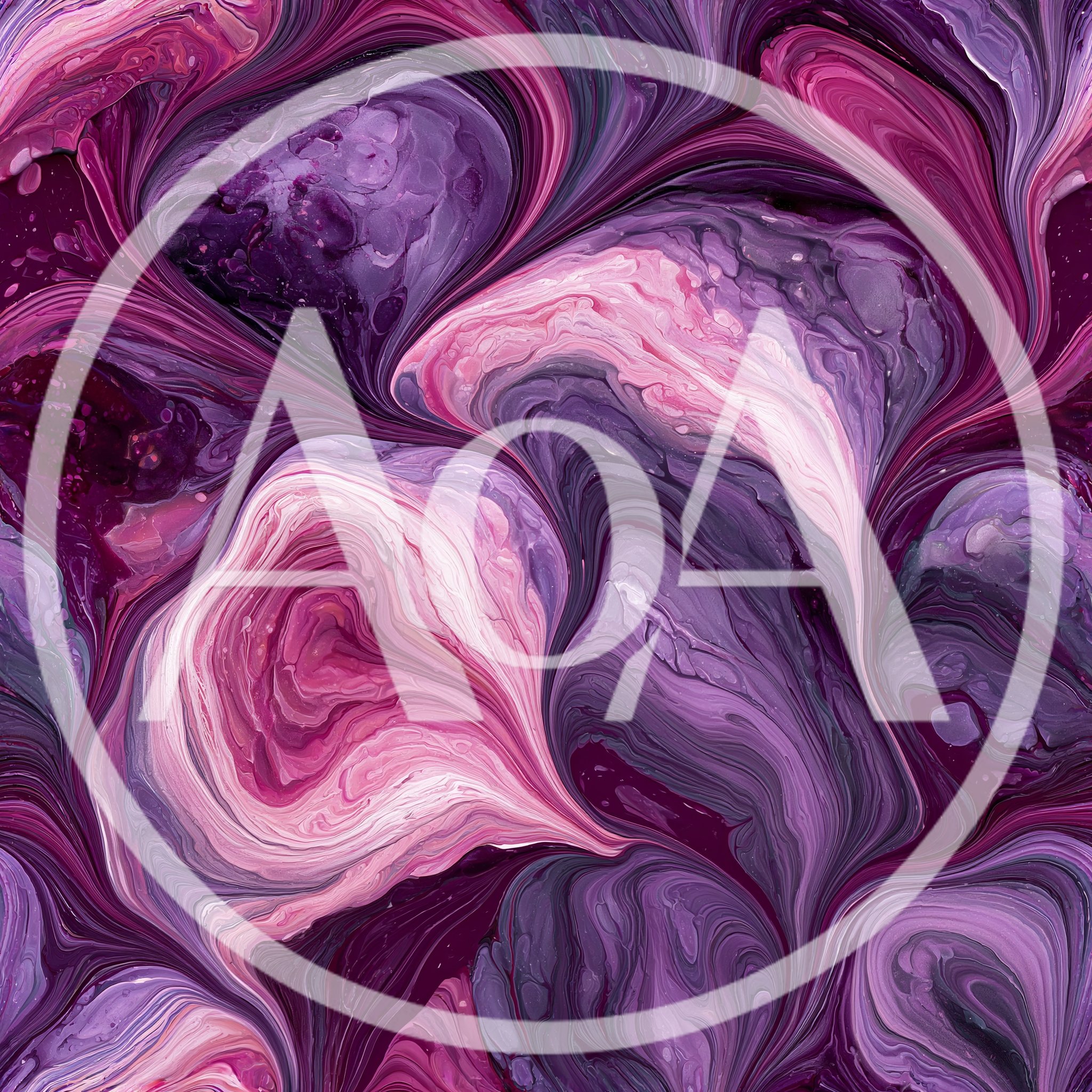 Abstract Fluid Acrylic Pour Painting In Purple Tones