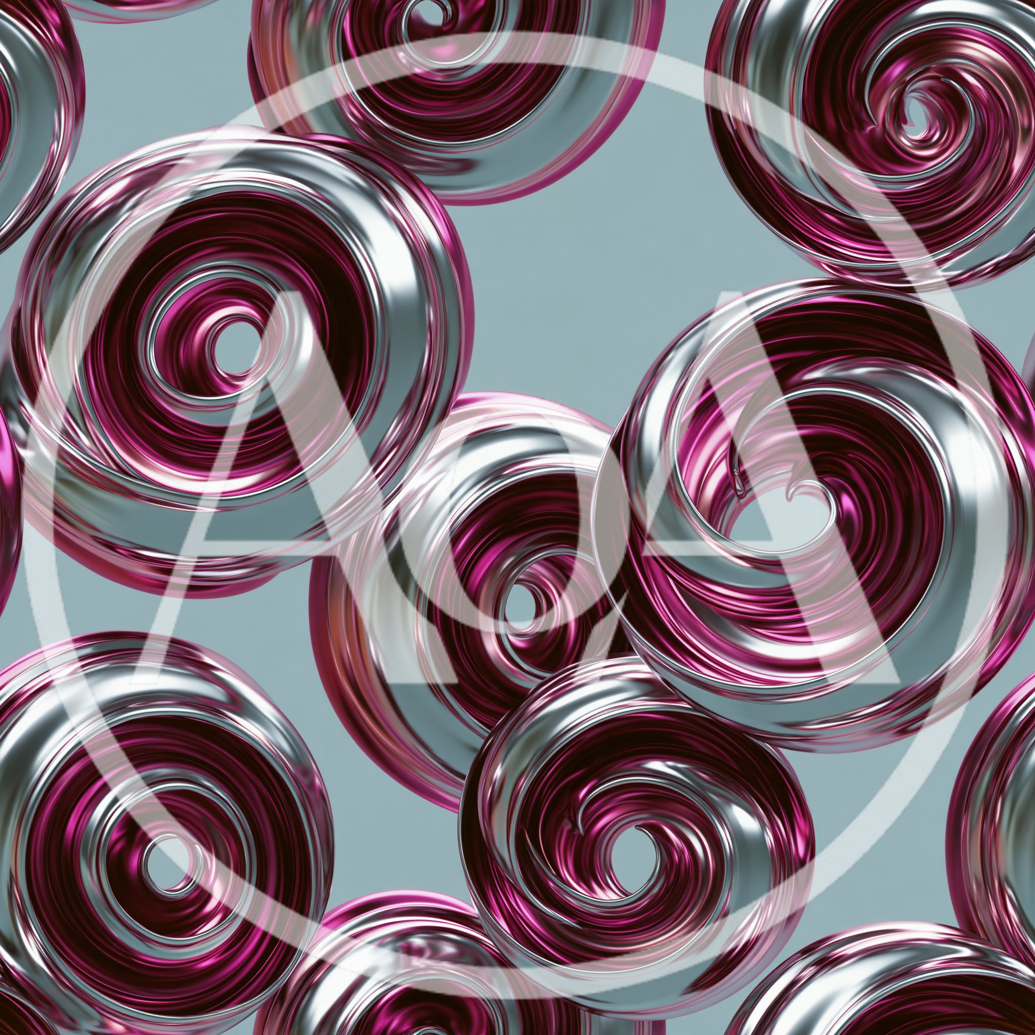 Abstract Metallic Pink and Silver Swirl Pattern