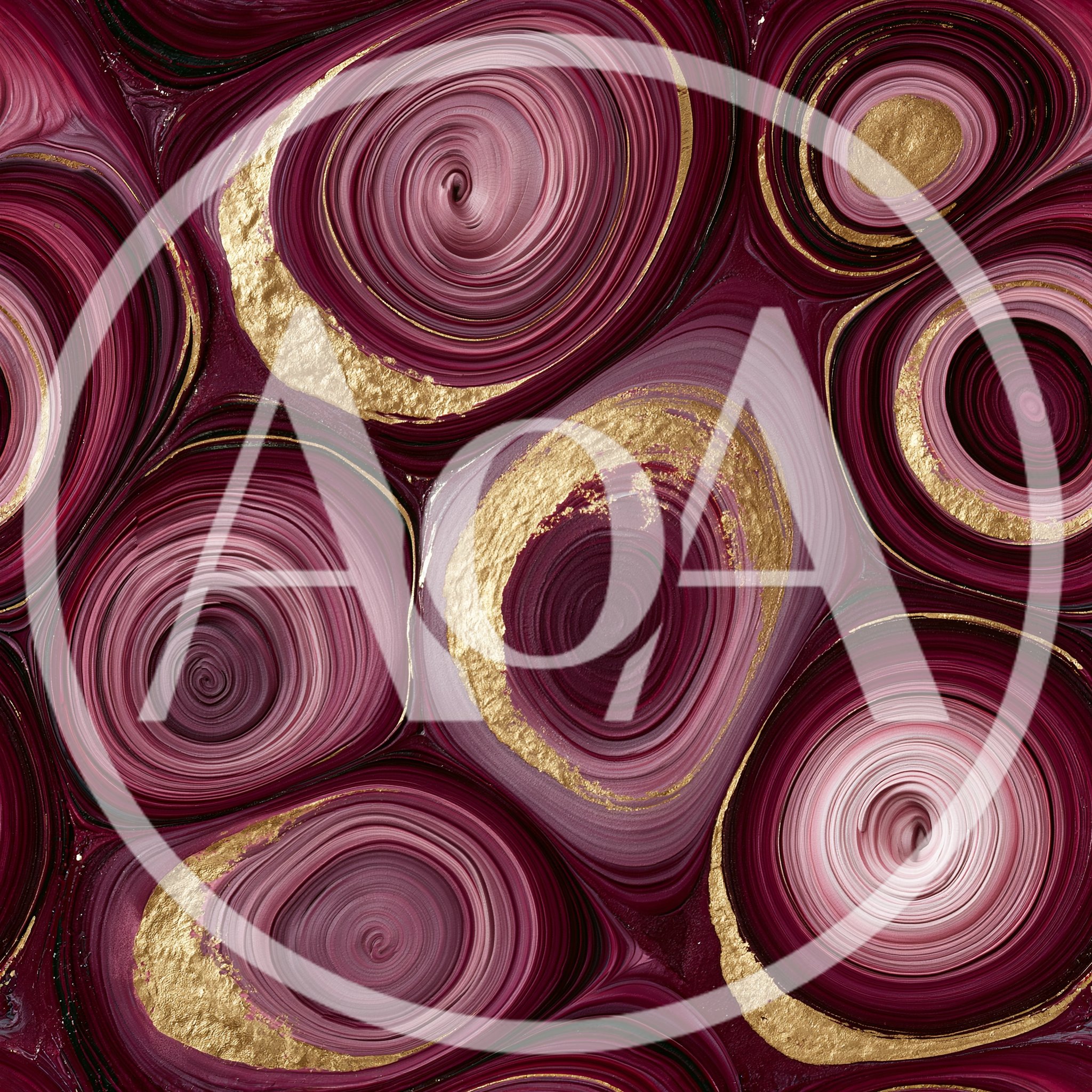 Abstract Burgundy And Gold Swirl Marble Texture
