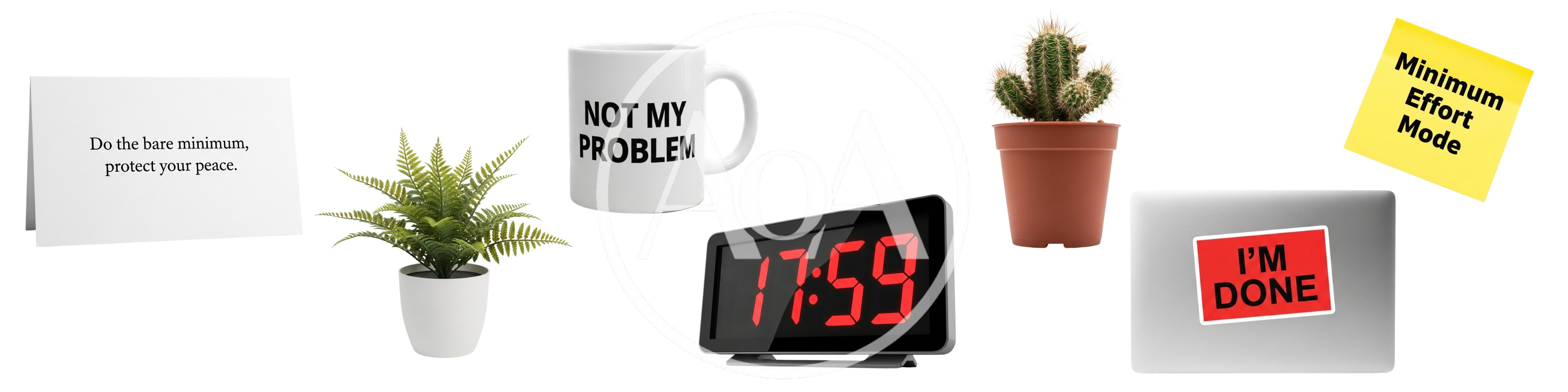 Office Desk Items With Minimalist Work Life Balance Quotes