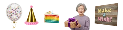 Senior Woman Holding Birthday Gift With Party Decorations