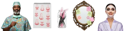 Plastic Surgeon And Patient With Postoperative Bandages