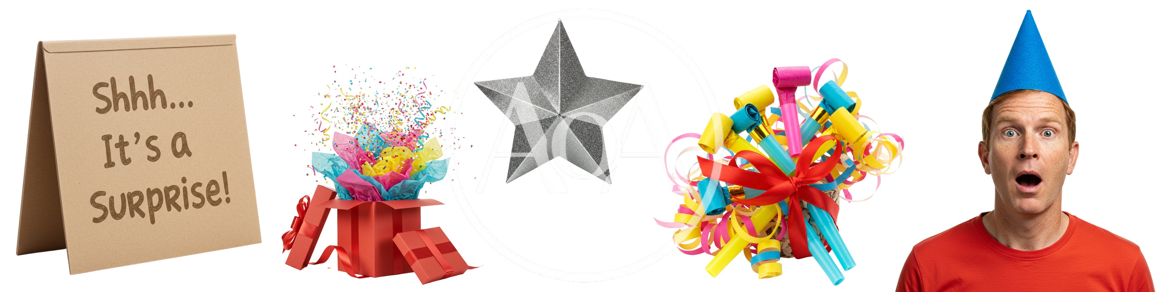 Surprise Party Elements With Man Wearing Party Hat
