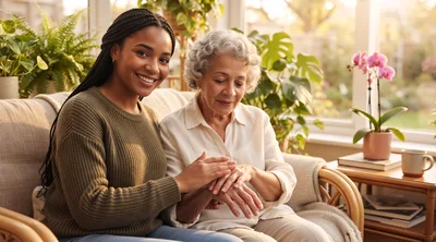Young Woman Applying Lotion To Elderly Woman Hands